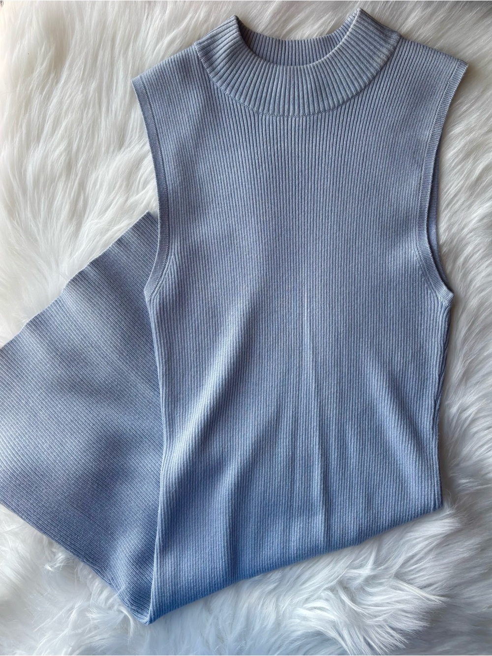 Light Blue Ribbed Mock Neck dress